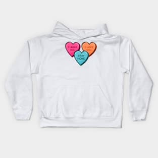 Quarantine Stay Home Valentines Candy Heart Kids Hoodie